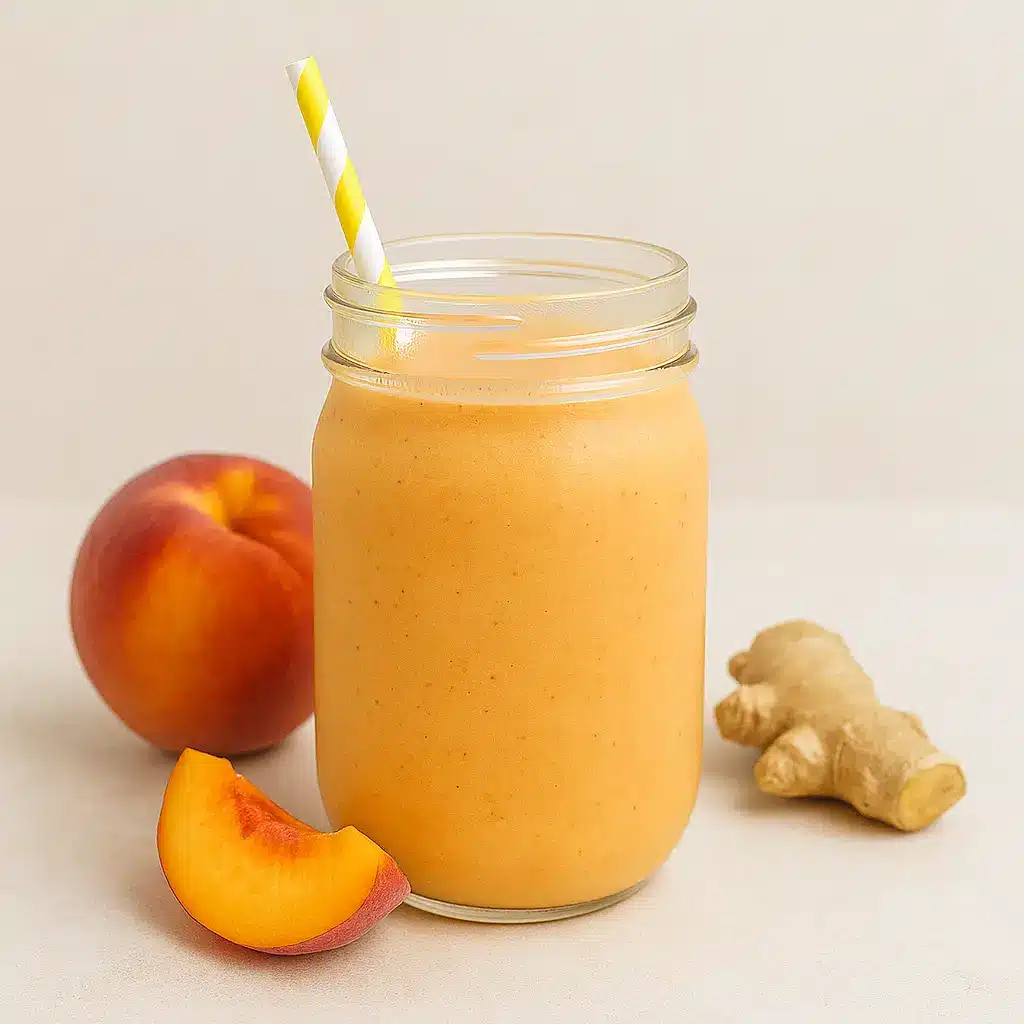 Ginger peach detox smoothie with fresh peach and ginger for detox smoothie recipes